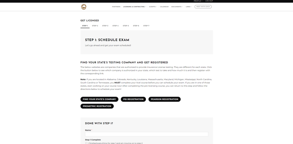 Example from get licensed